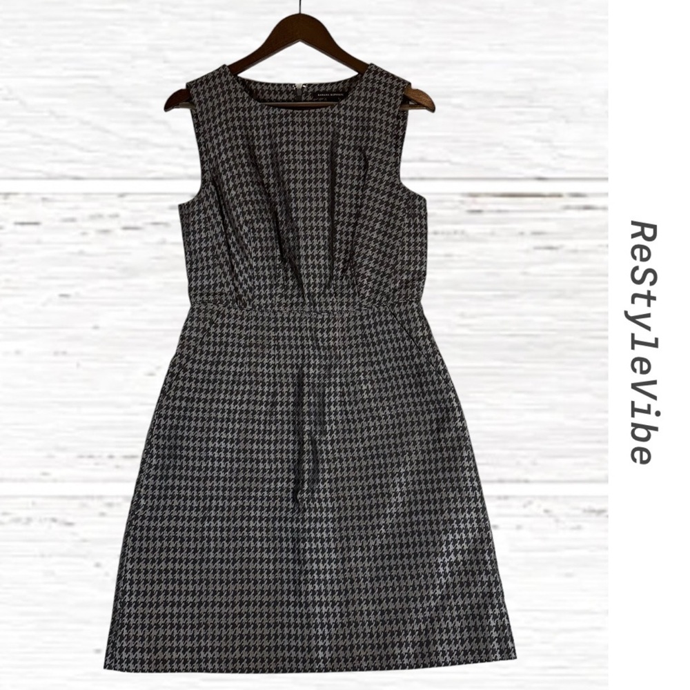 Sleeveless Houndstooth Sheath Dress - Black & Grey